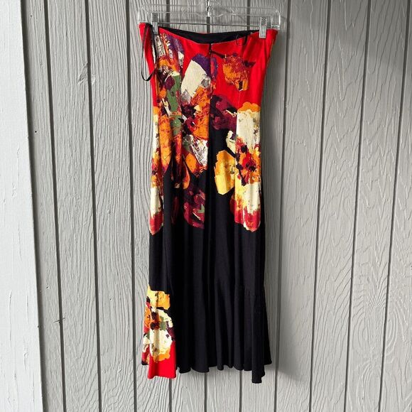Vintage Cache Strapless Abstract Floral Midi Dress Size 4 Made in USA - Picture 9 of 9
